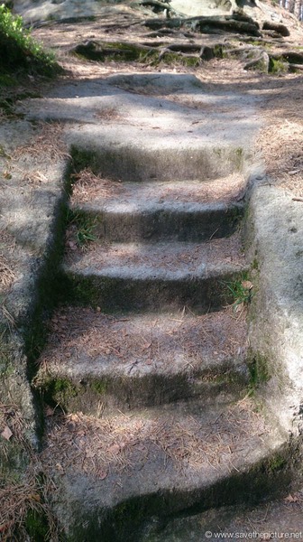 Stone steps to the meditation spot on top of the hill