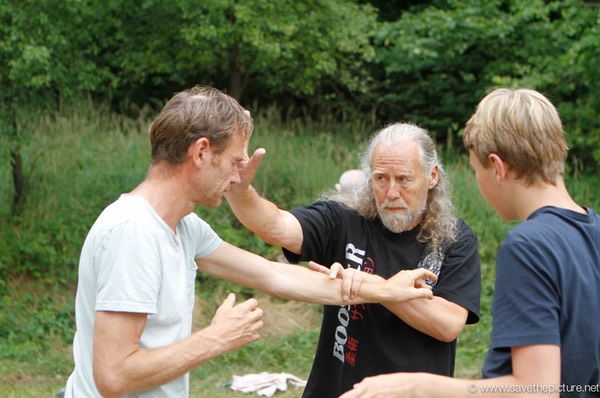 Taikiken Ron and Martijn training crossing hand