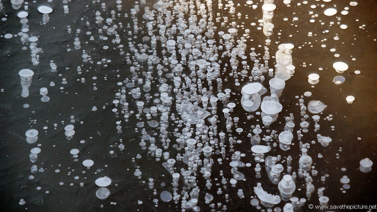 Amsterdam frozen canals, magic bubbles