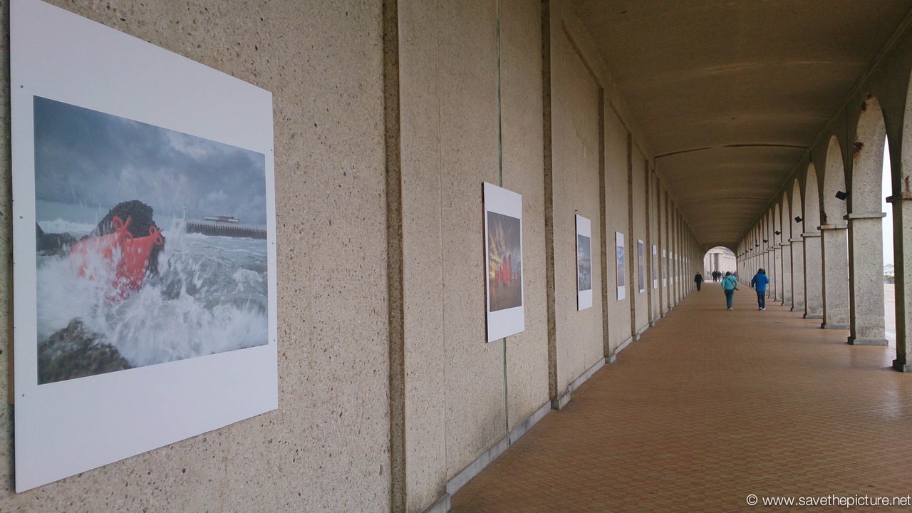 Faces of the sea at the boulevard in Ostend