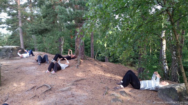 Reclining meditation, the ultimate relaxing exercise in free nature.